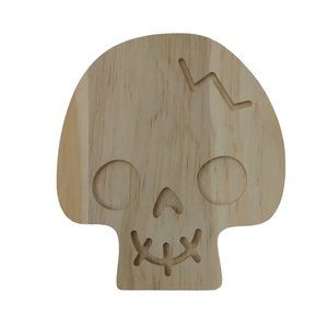 Mondo Lama Halloween Wood Skull Standing Ready To Hang 5.5" x 6"
